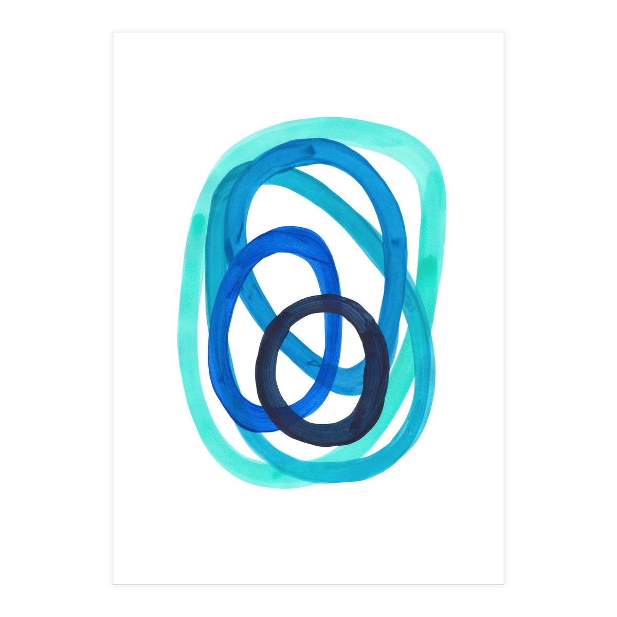 Marine Blues Blue Teal Turquoise Navy Blue Nesting Circles (Print Only)