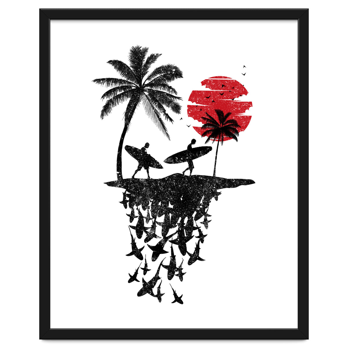 Surfer island sharks