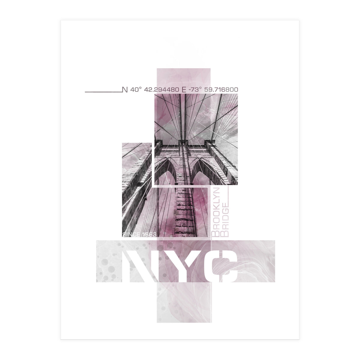 NYC Brooklyn Bridge Details | pink marble (Print Only)