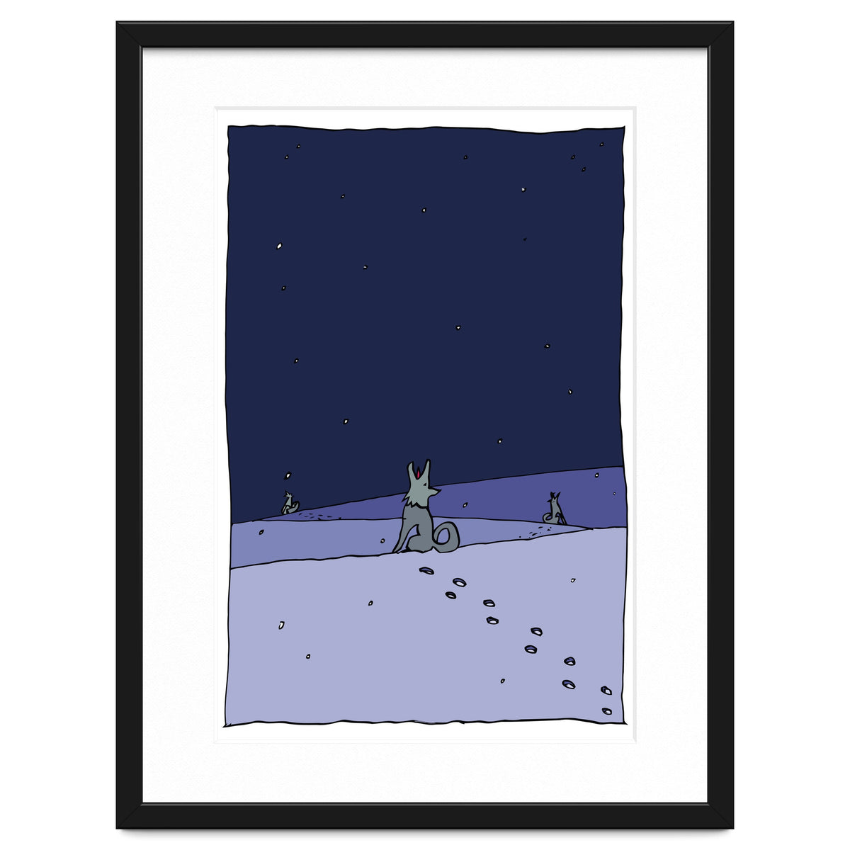 Dogs in Winter Night