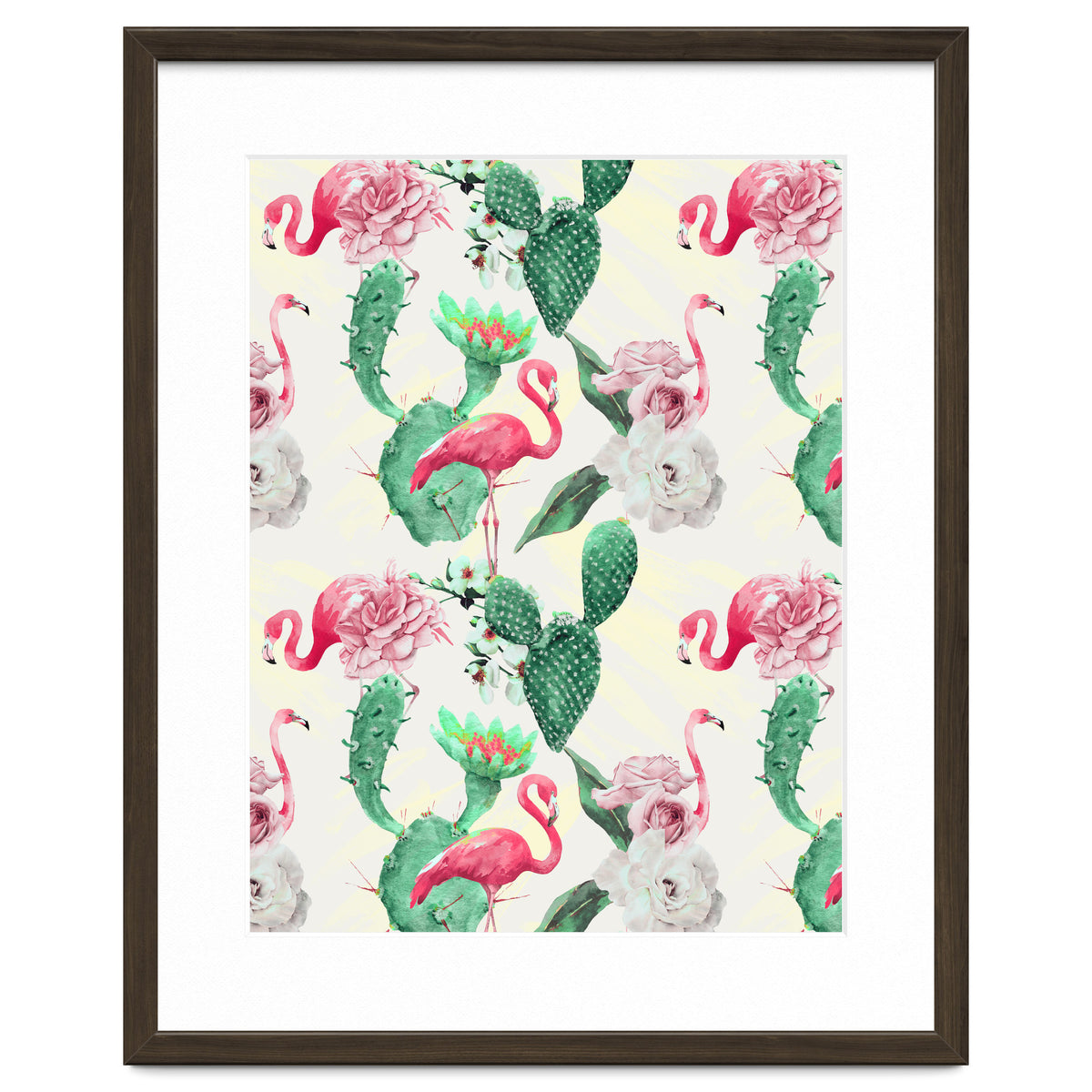 Flamingos, geometric and flowers