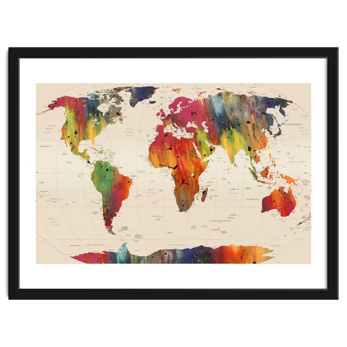 ALLOVER THE WORLD-Painted map