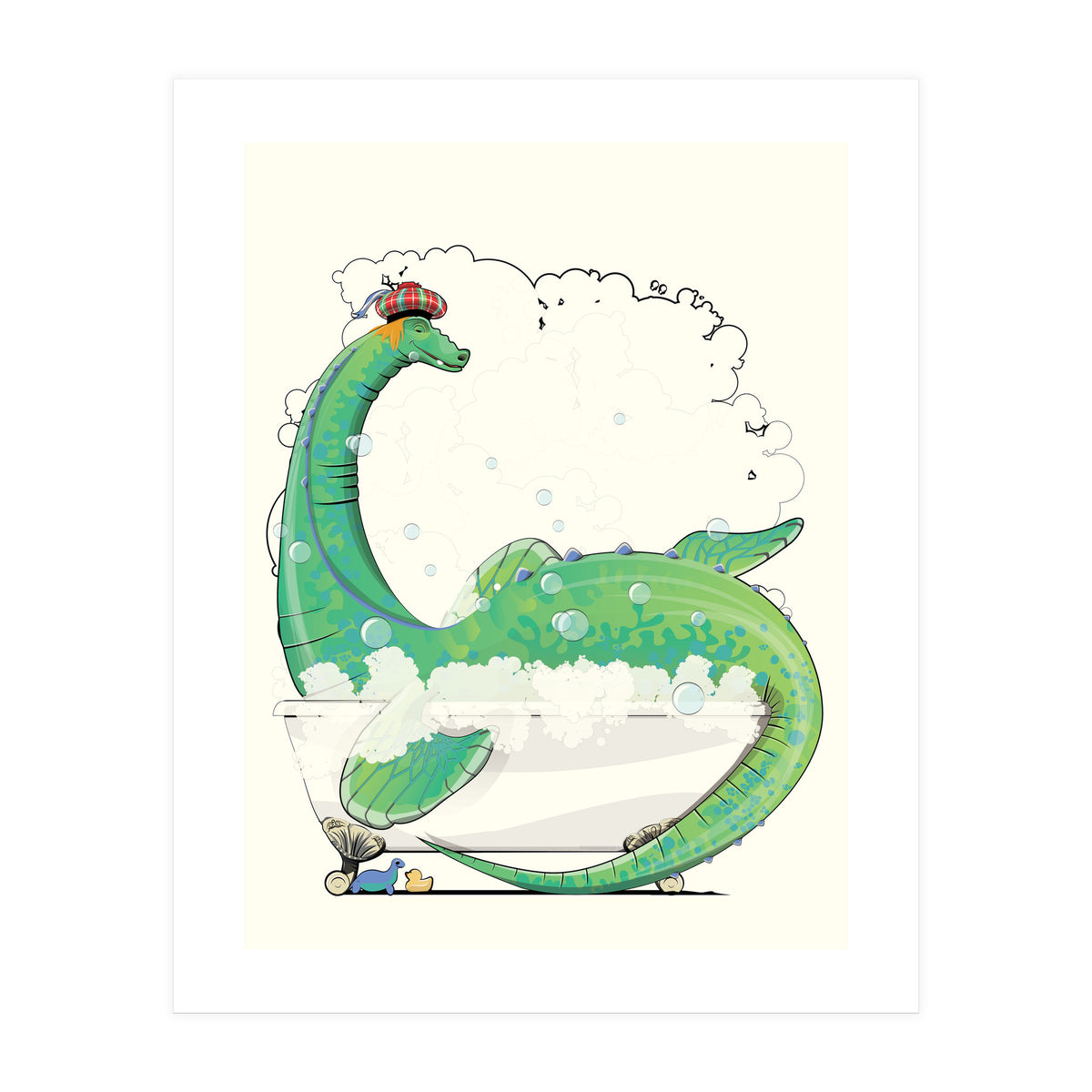 Loch Ness Monster in the Bath, Funny Bathroom Humour (Print Only)
