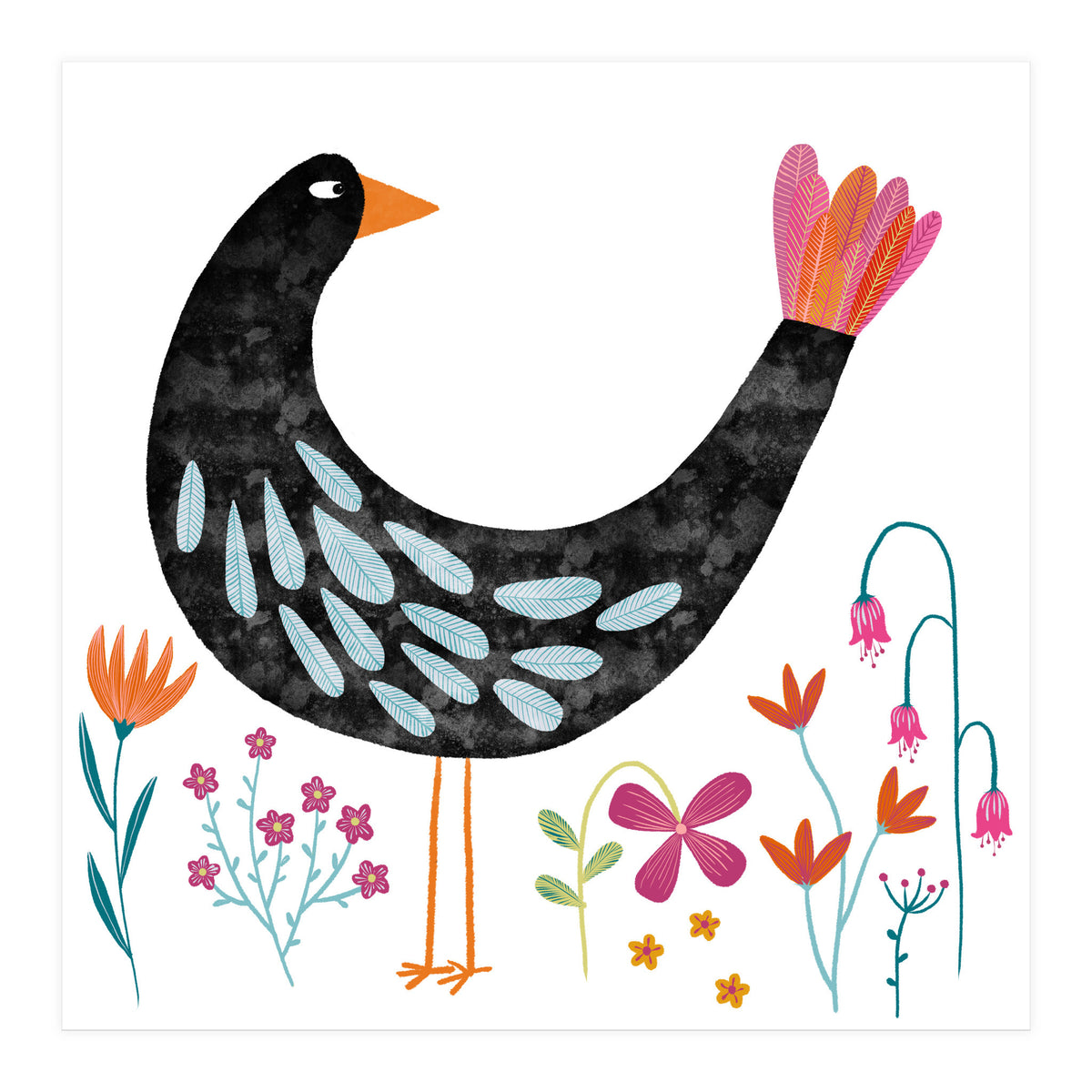 Bird with a Fancy Tail (Print Only)