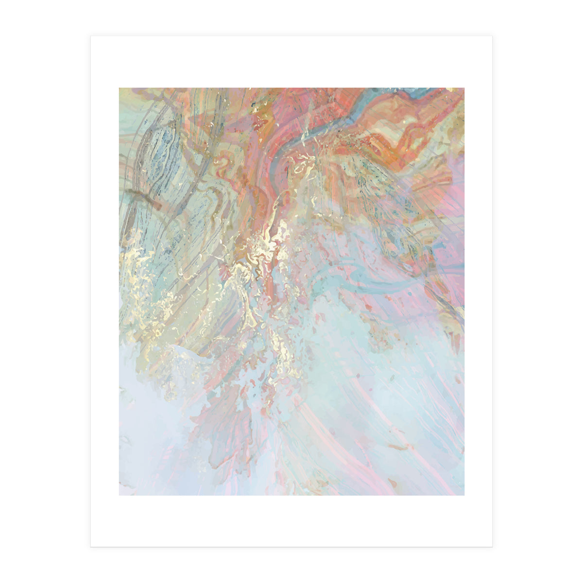 Marble Luxe, Abstract Nature Bohemian Texture, Blush Gold Scandanavian Pastel Neutral (Print Only)
