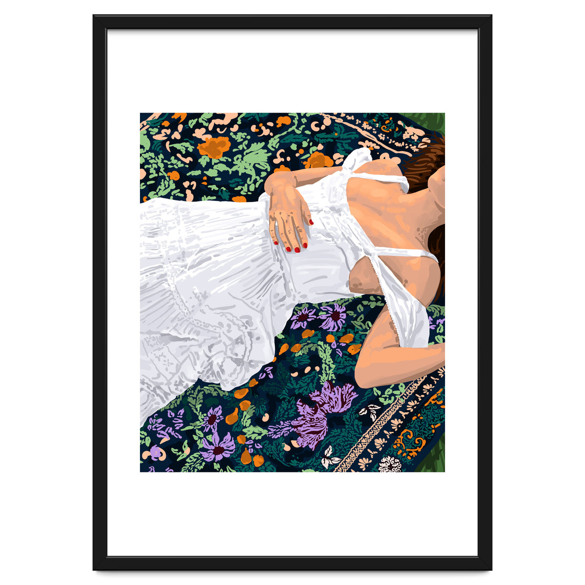 Moroccan Carpet, Bohemian Woman Painting