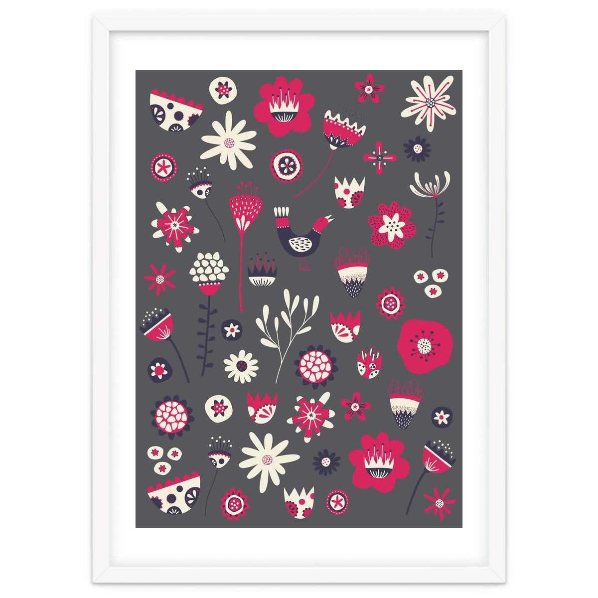 Spring Folk Floral Grey