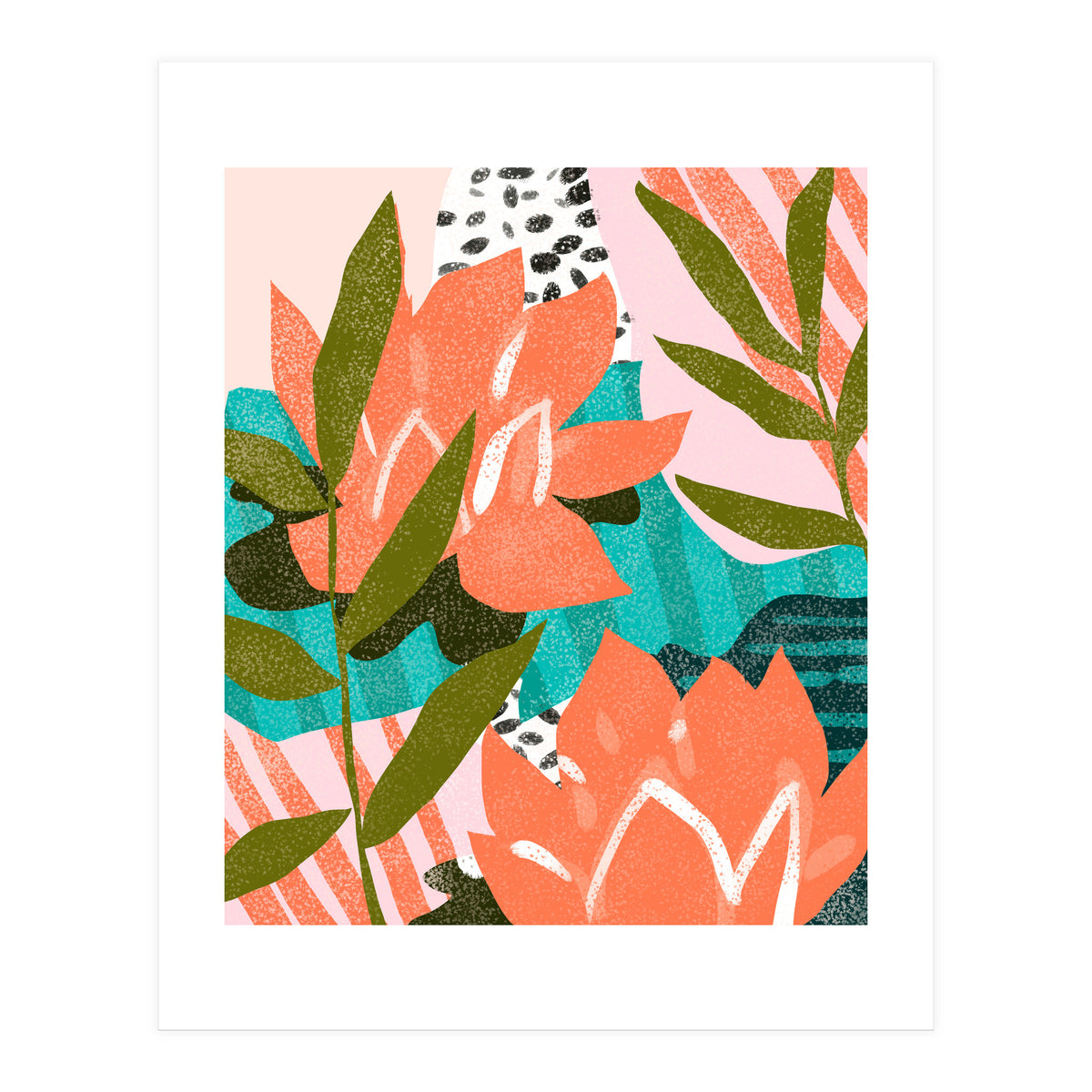 Forever in My Garden | Abstract Botanical Nature Plants Floral Painting | Quirky Modern Contemporary (Print Only)