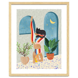 Headstand, Cat Yoga, Active Woman Workout, Eclectic Colorful Pets Terrazzo thumbnail