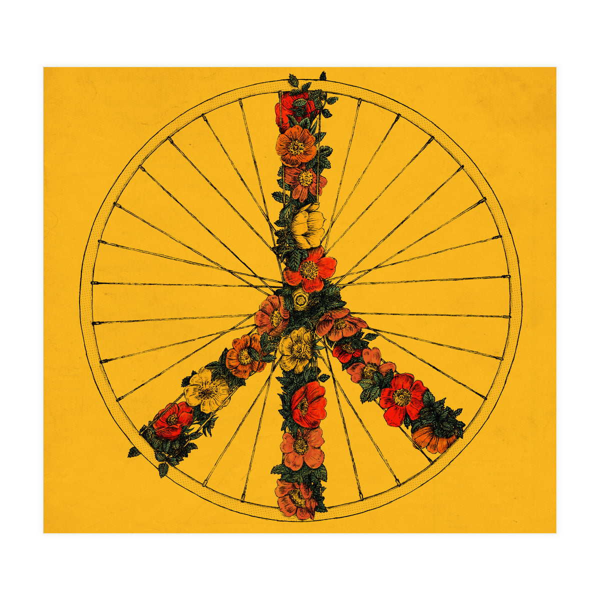 Peace And Bike Yellow (Print Only)
