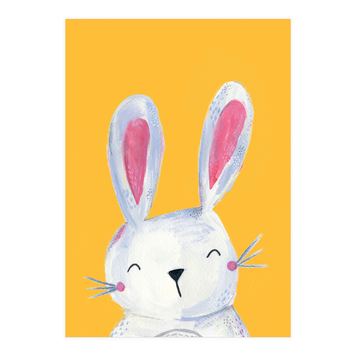 Woodland Bunny On Mustard (Print Only)