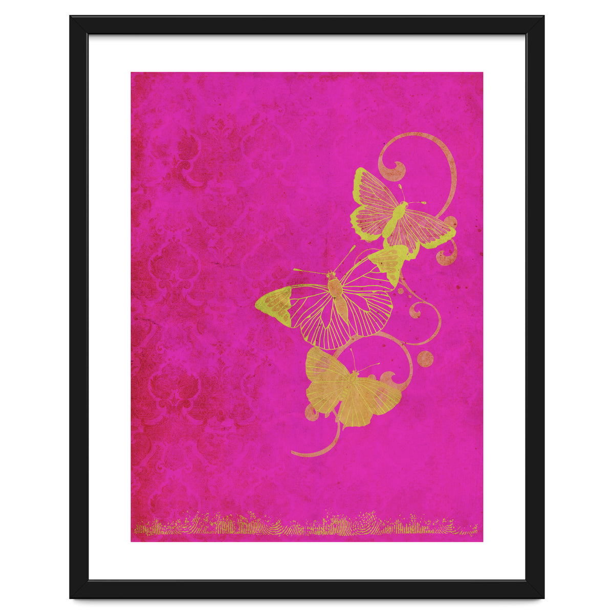 Yellow Butterflies on Pink