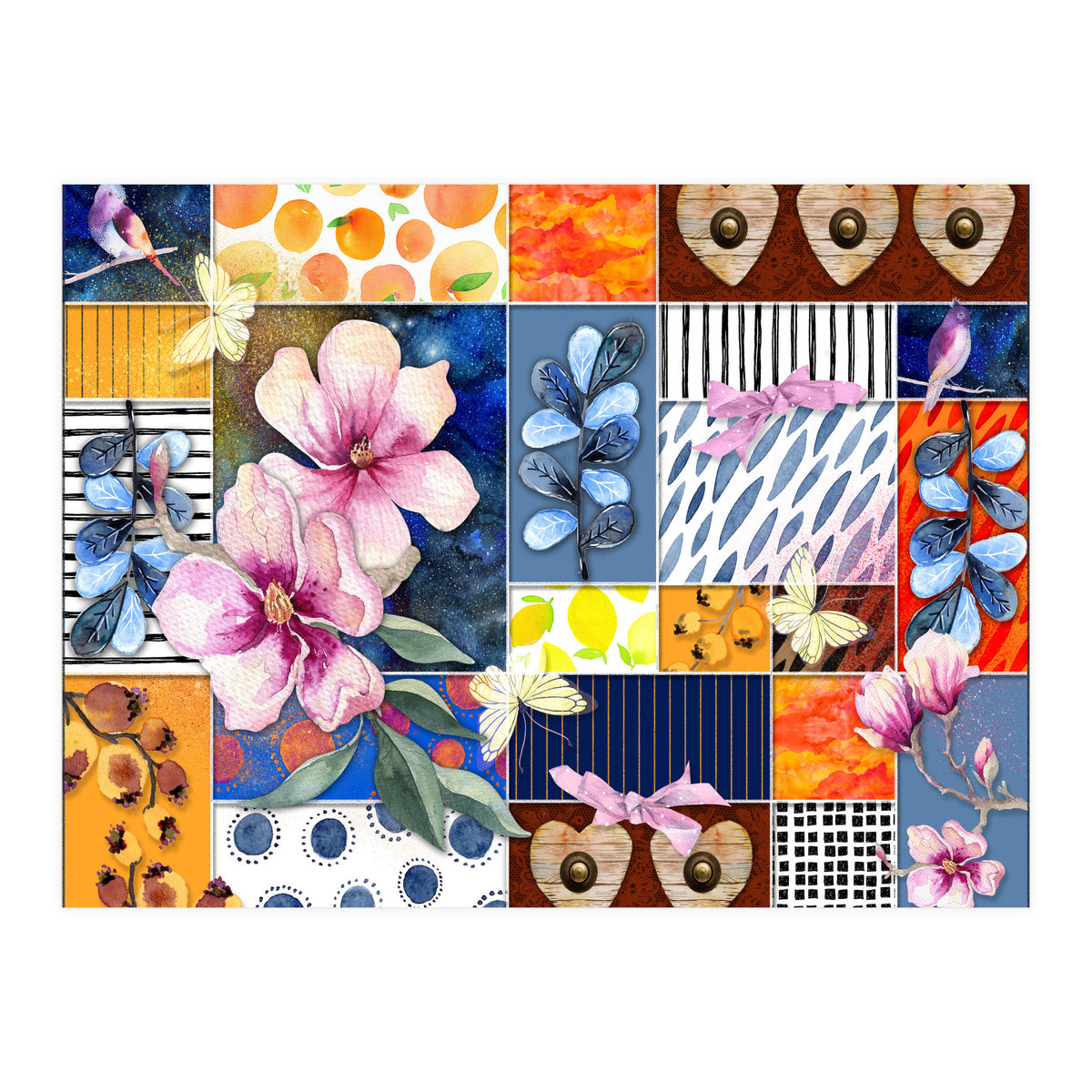 Romantic Floral Collage (Print Only)