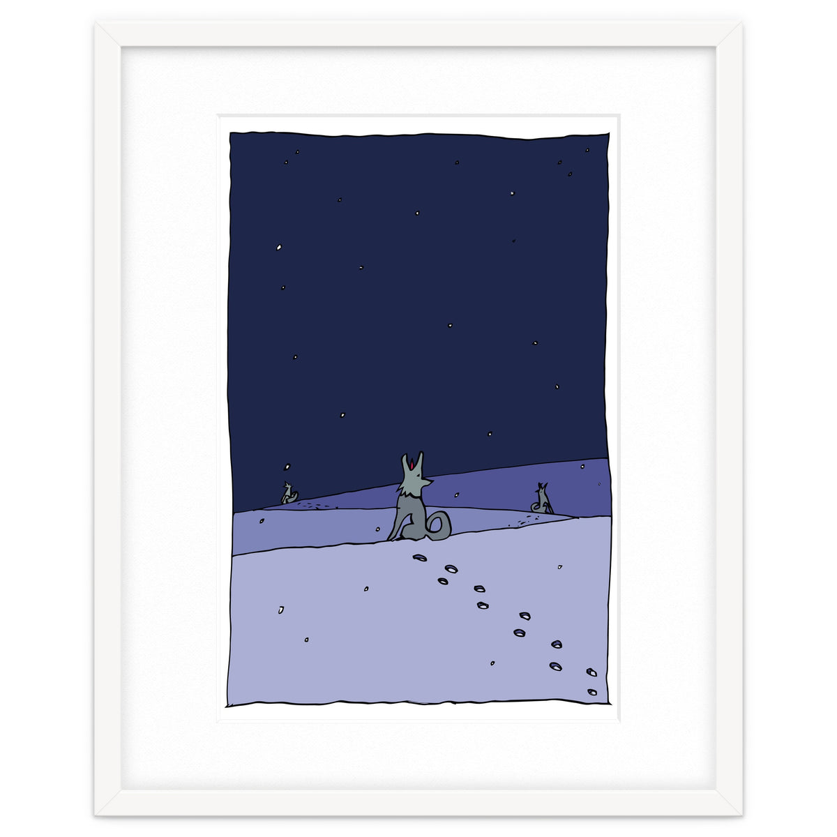 Dogs in Winter Night