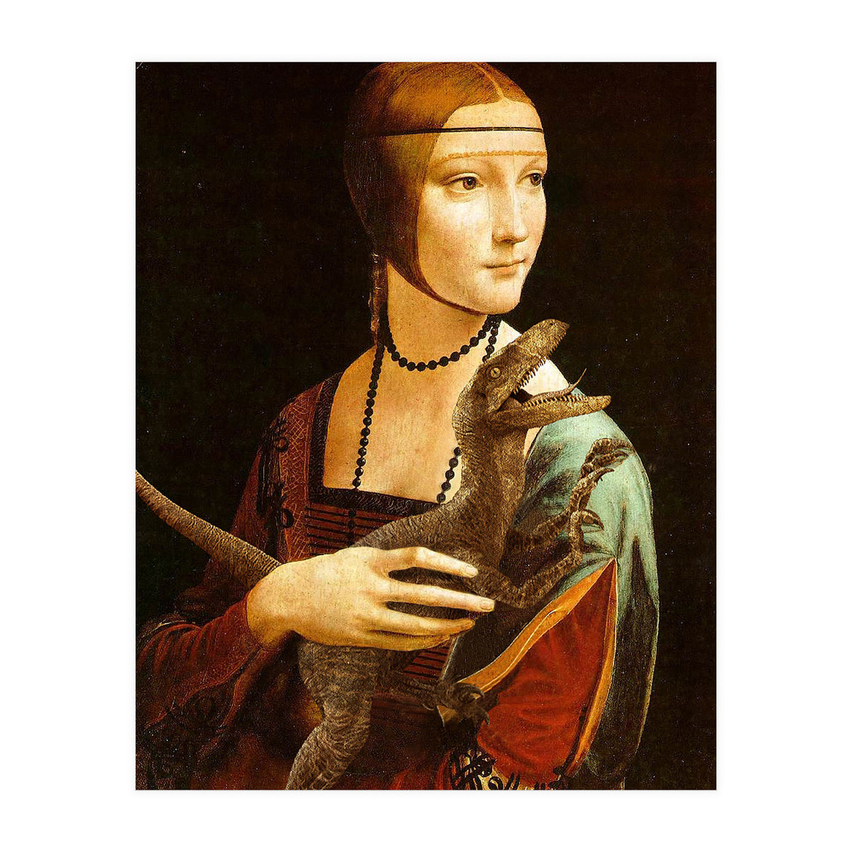 Lady With A Velociraptor (Print Only)