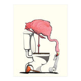 Flamingo on the Toilet, Funny Bathroom Humour (Print Only) thumbnail