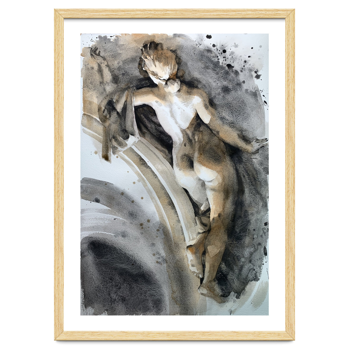 Antique sculpture of a naked girl from behind