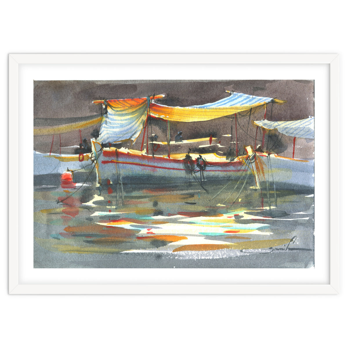 Yacht painting art watercolor