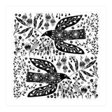 Doves And Flowers Black & White (Print Only) thumbnail