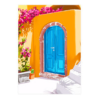 Sunny Morocco, Summer Architecture Greece Travel Painting, Boungainvillea Tropical Floral (Print Only)