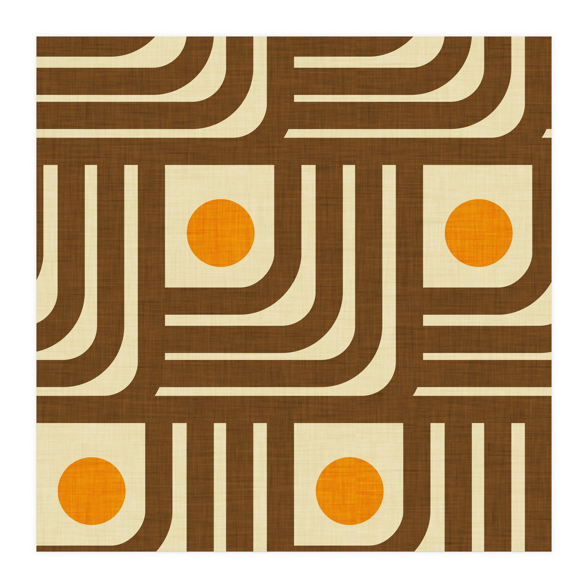 70s Curve Lines Brown Orange  (Print Only)