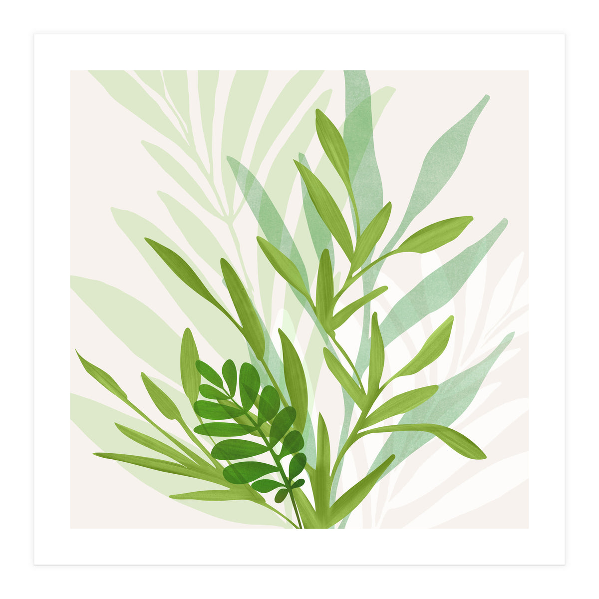 Wild Greenery Abstract Botanical (Print Only)