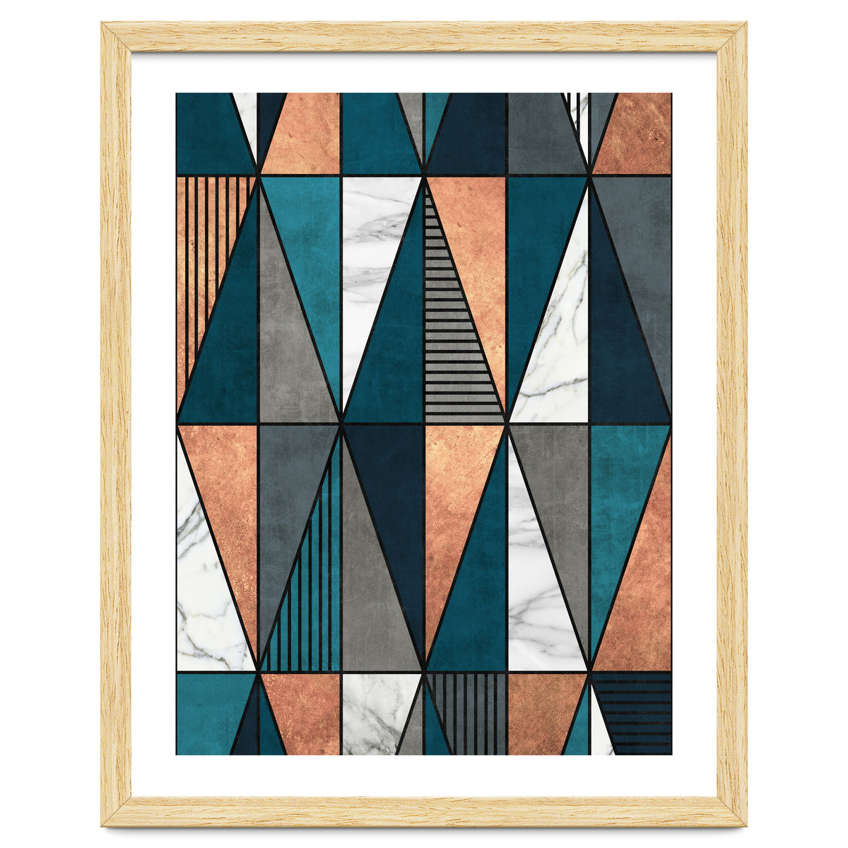 Copper, Marble and Concrete Triangles with Blue