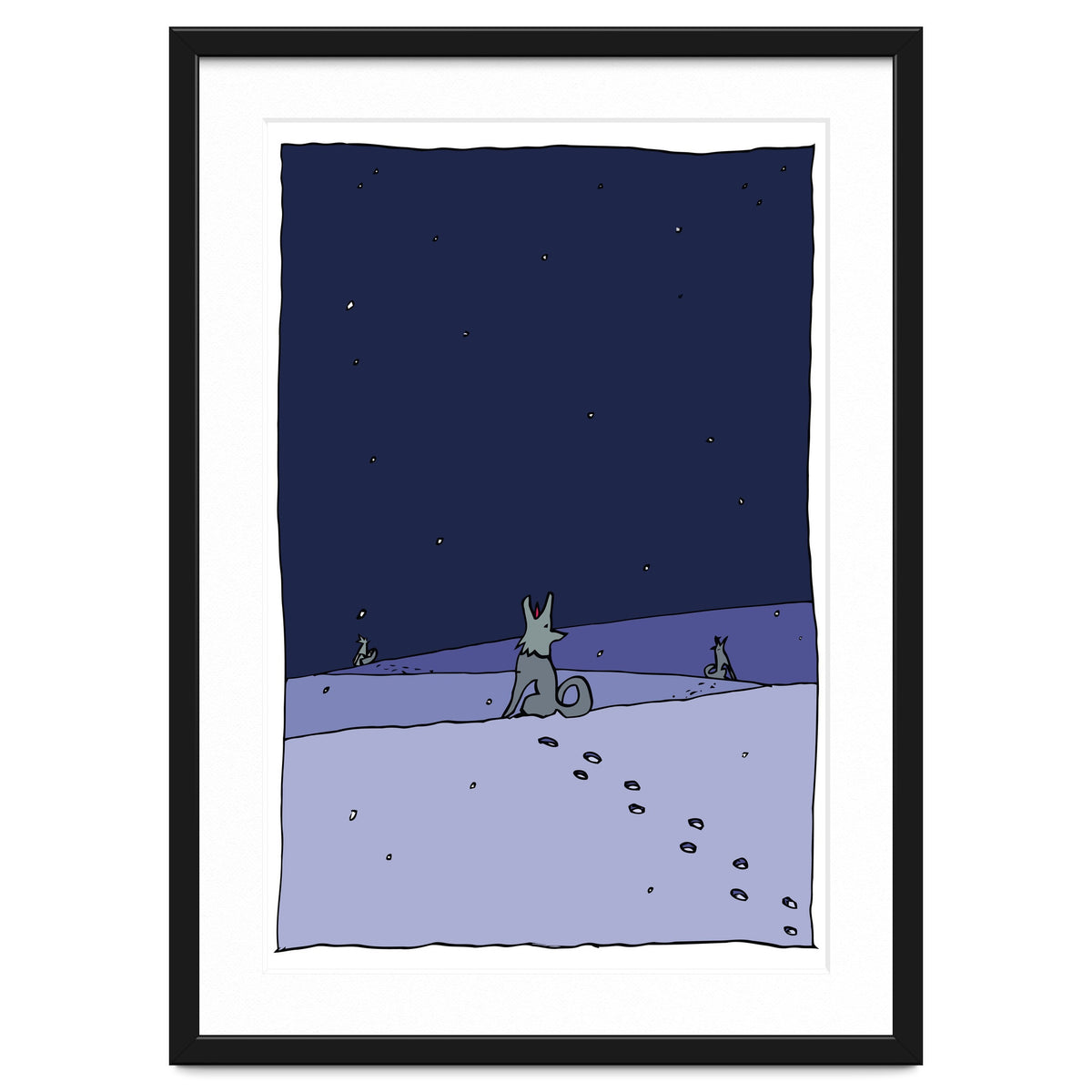 Dogs in Winter Night