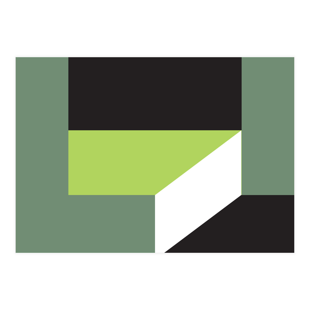 Geometric Shapes No. 83 - lime & grey (Print Only)