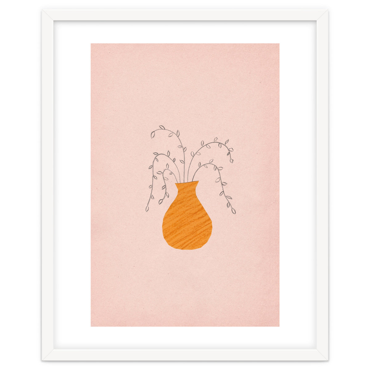 Pink and orange vase and plants