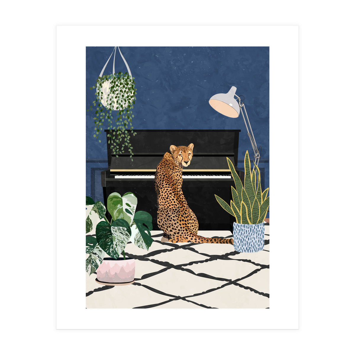 Cheetah playing the piano (Print Only)