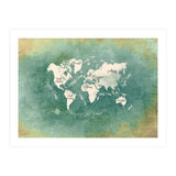 World Map White Green (Print Only) thumbnail
