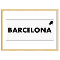 Let`s go to Barcelona, Spain! White road sign