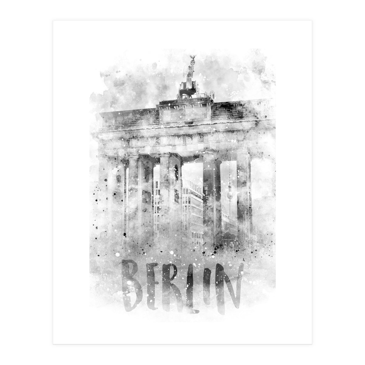 Monochrome Art BERLIN Brandenburg Gate | Watercolor (Print Only)