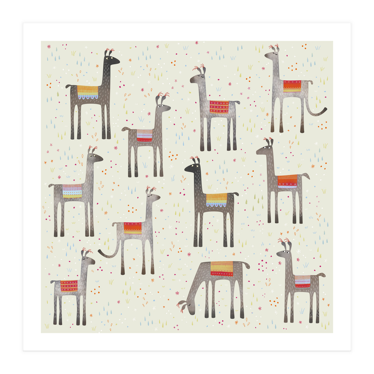 Llamas in a Meadow (Print Only)
