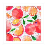 Citrus Tropical | Juicy Fruits Polka Dots | Food Orange Grapefruit Pink Watercolor Botanica (Print Only) thumbnail
