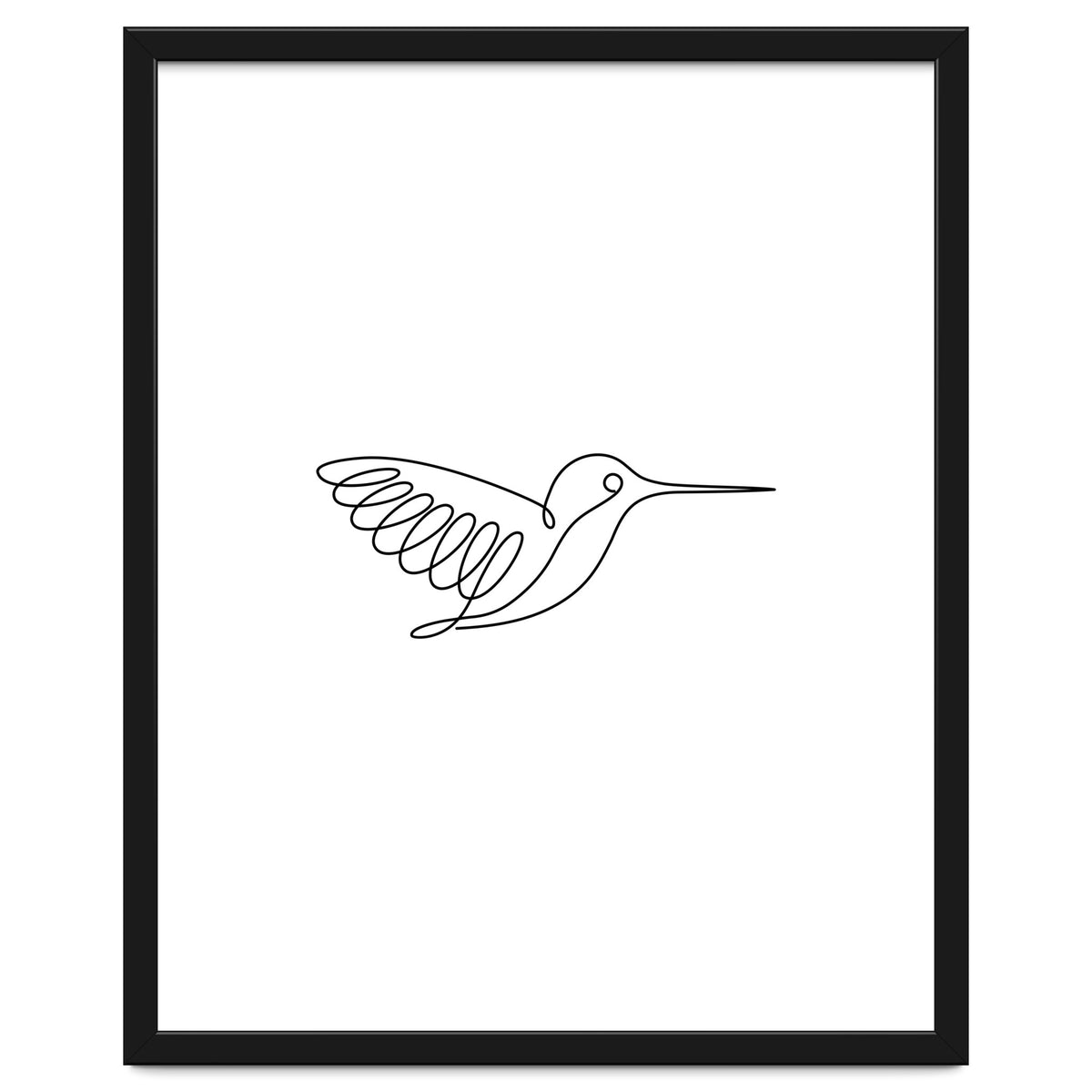 One Line Art Hummingbird