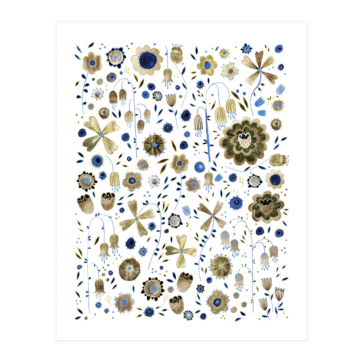 Indigo Flower Golden Mashup (Print Only)
