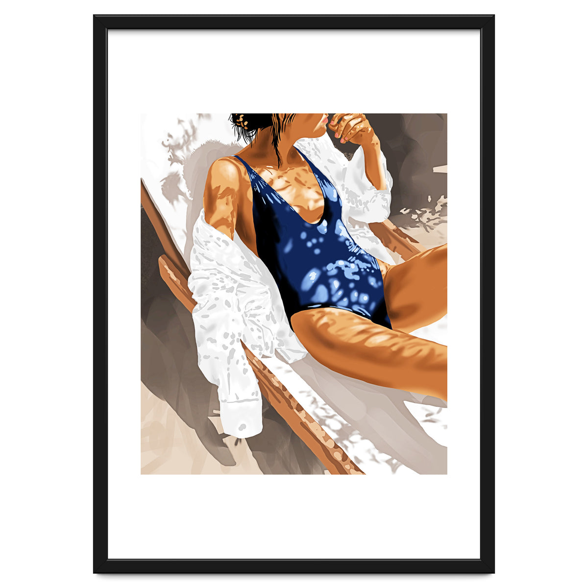 Girls Just Wanna Have Sun Painting, Woman Fashion Swim Beach Vacation Travel Summer Illustration