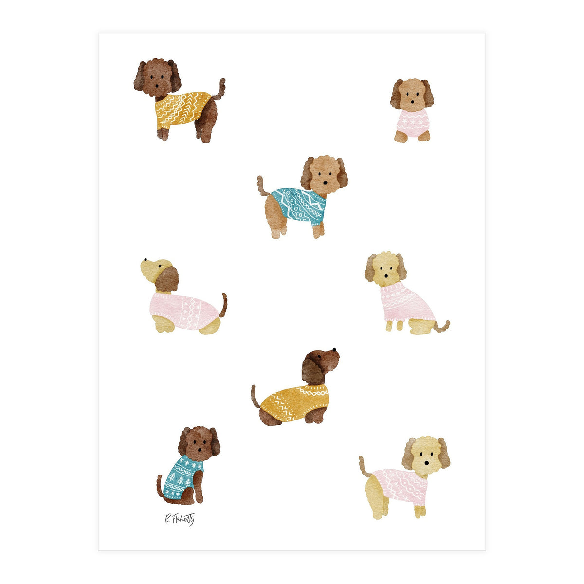 Cockapoo Dogs in Jumpers (Print Only)