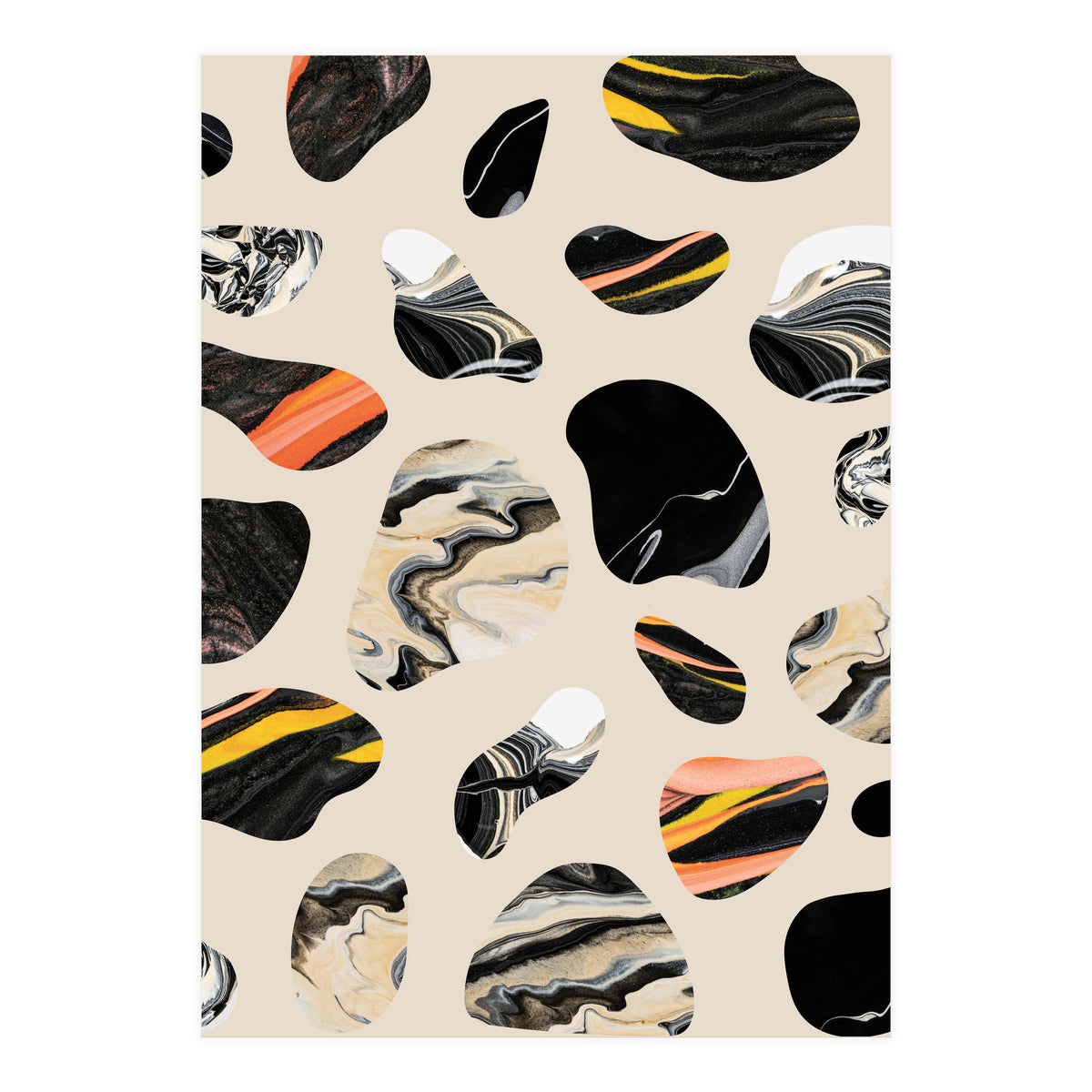 Marble Jelly Beans, Abstract Shapes Nature Eclectic Textures, Precious Stones Agate Dark Mystery (Print Only)