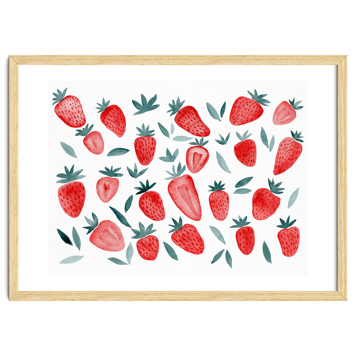 Strawberries - red and teal