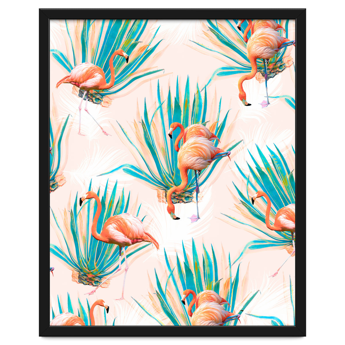 Anaglyph Flamingos with cactus