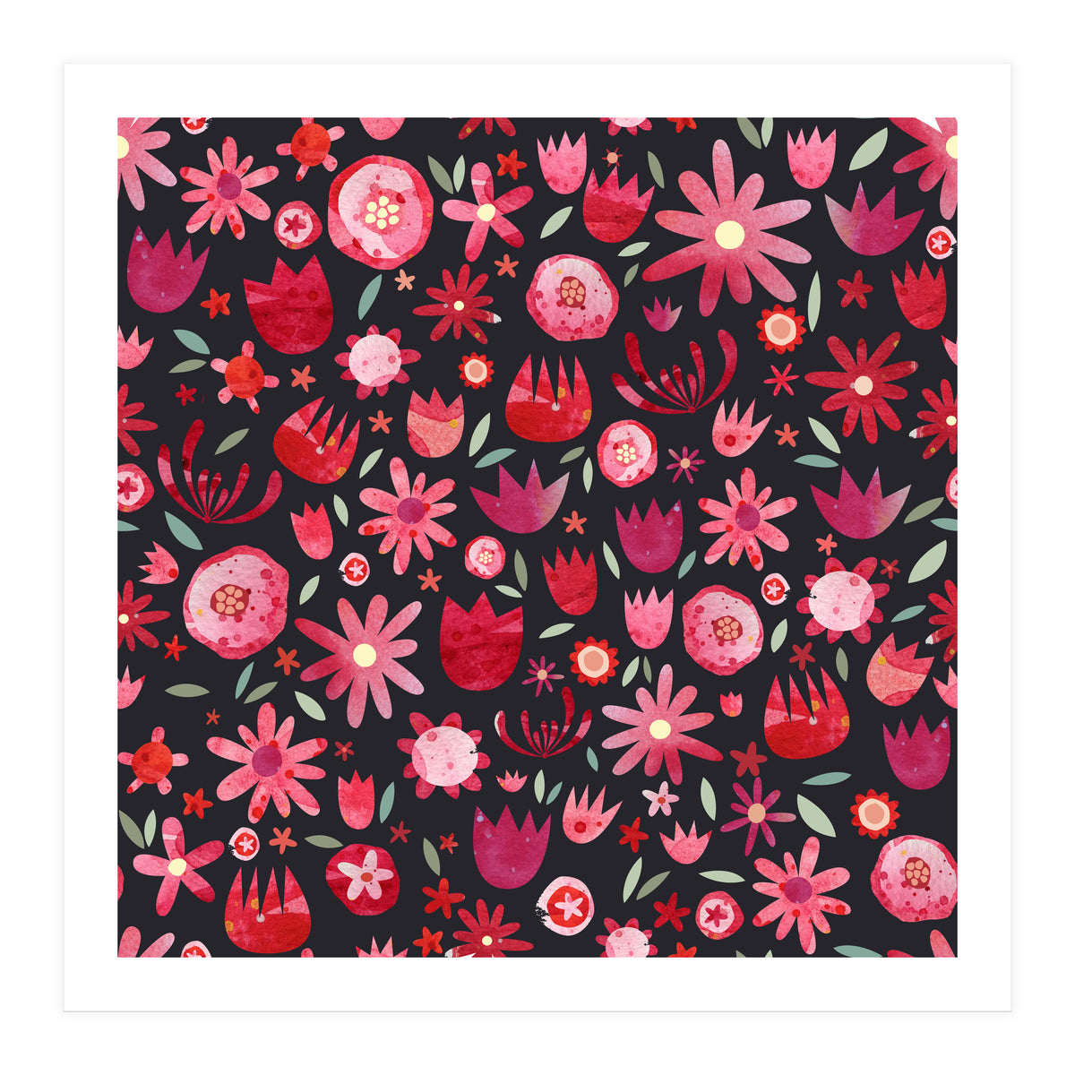 Summer Flower Circle Dark (Print Only)