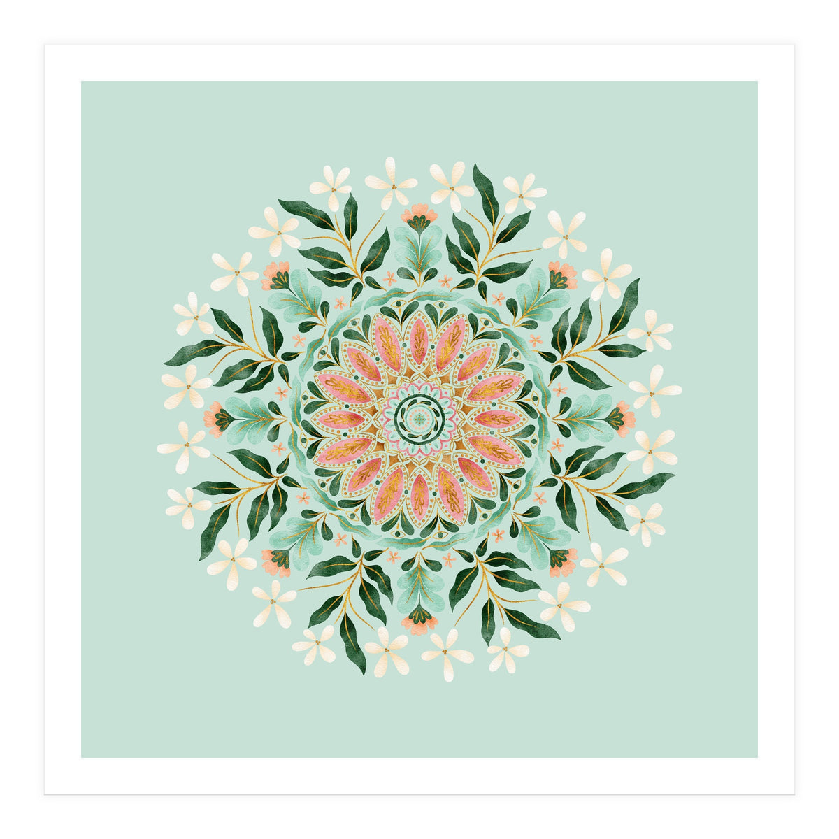 Floral Mandala | Mint Green (Print Only)