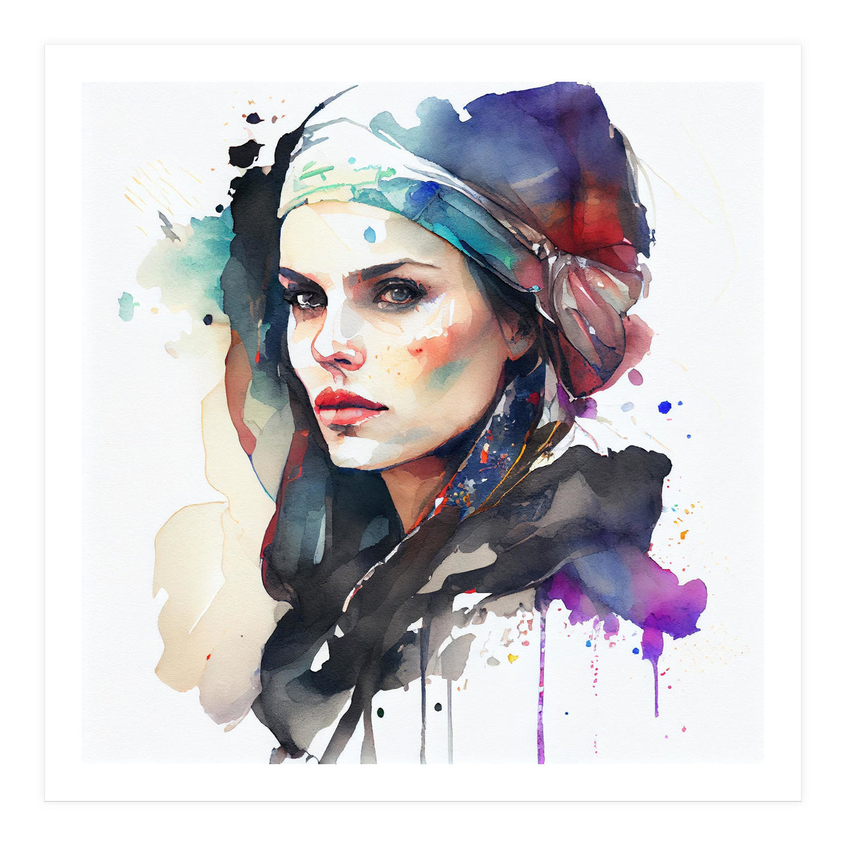 Watercolor Pirate Woman #5 (Print Only)