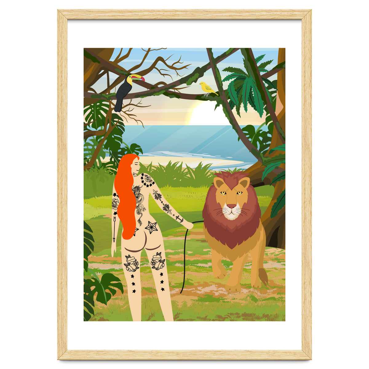 Tattooed Girl with Lion