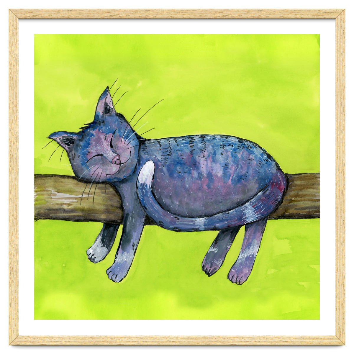 Sleeping cat in purpe