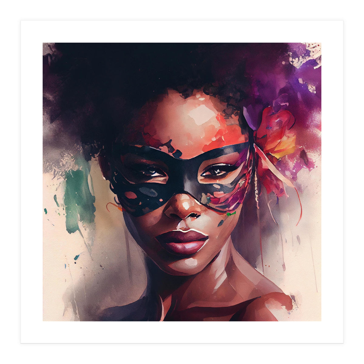 Watercolor Carnival Woman #3 (Print Only)