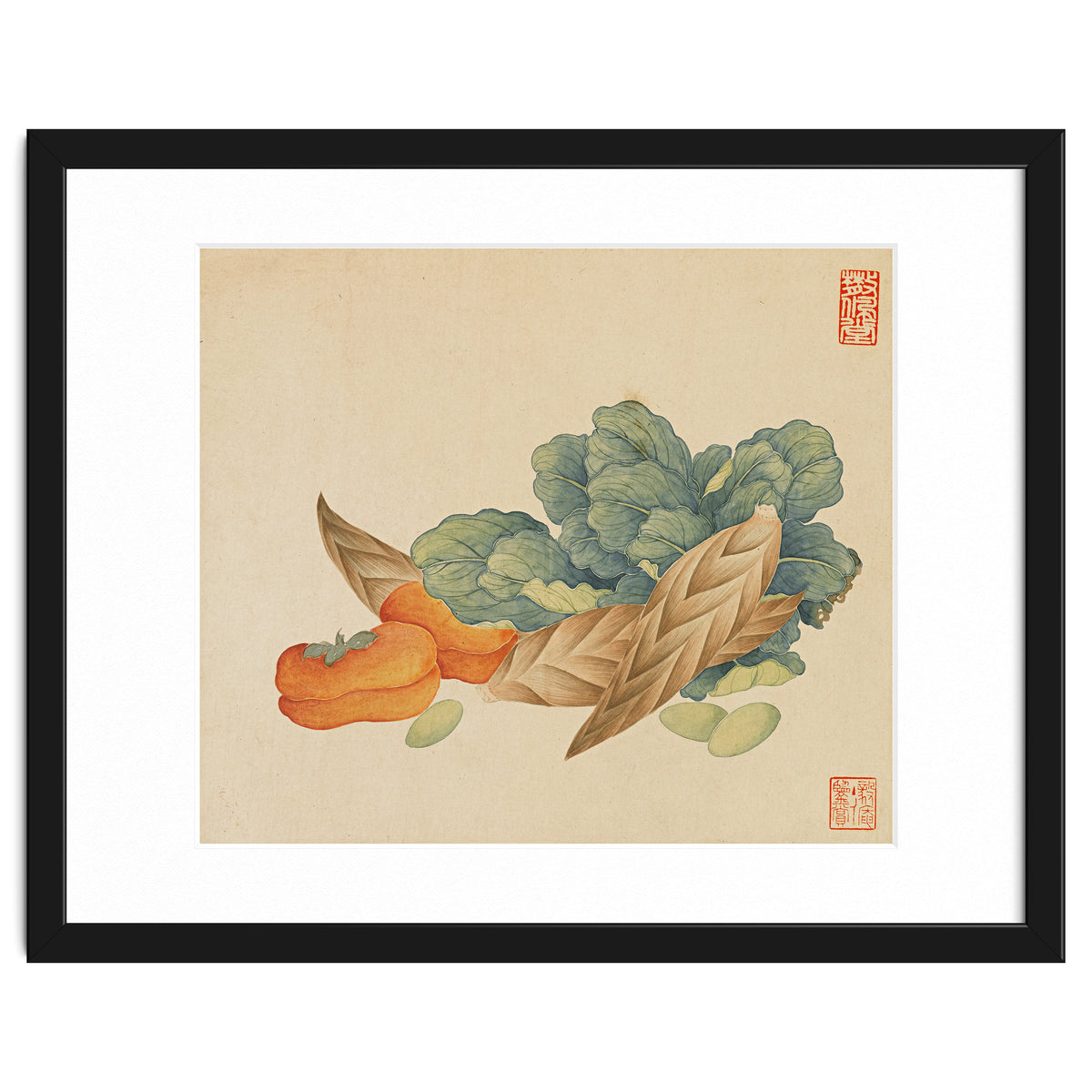 Wang Chengyu~flowers And Vegetables, Vegetables, Fruits, Chinese Cabbage, Lentils, Bamboo Shoots, Persimmons